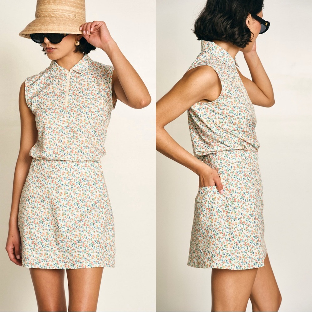 White and Blue A-Line Mini Skirt Set for Casual Wear